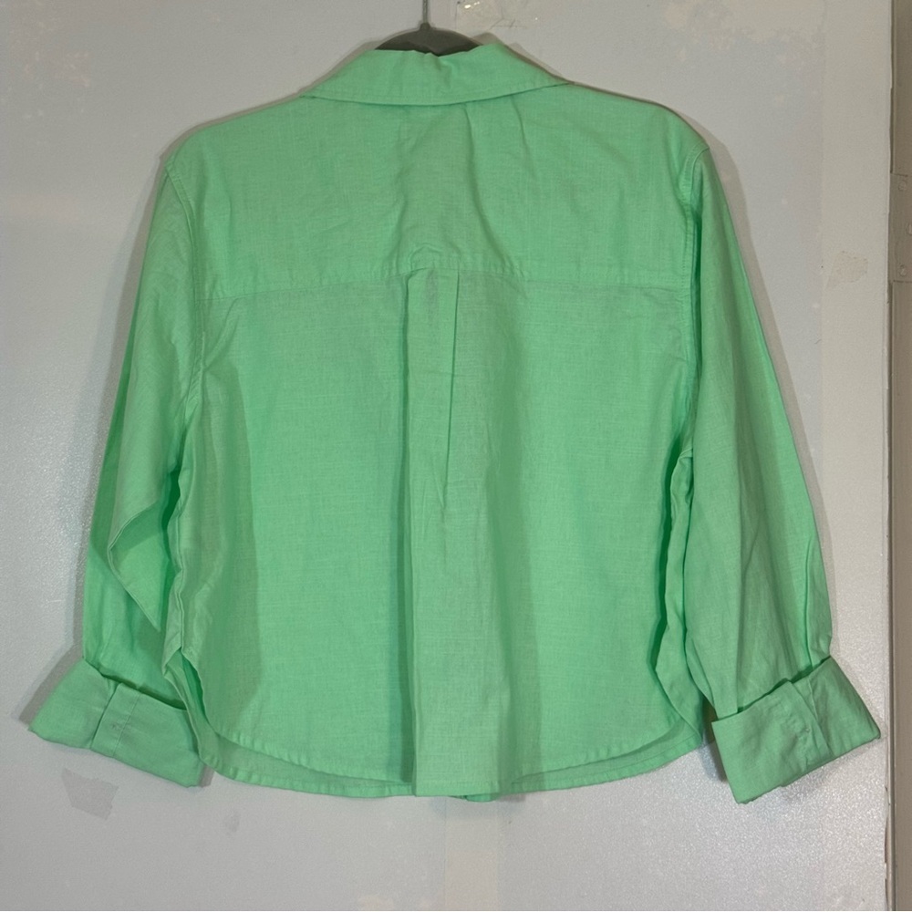 New Universal Thread Button Down Crop Top Pink/Gr… - image 14